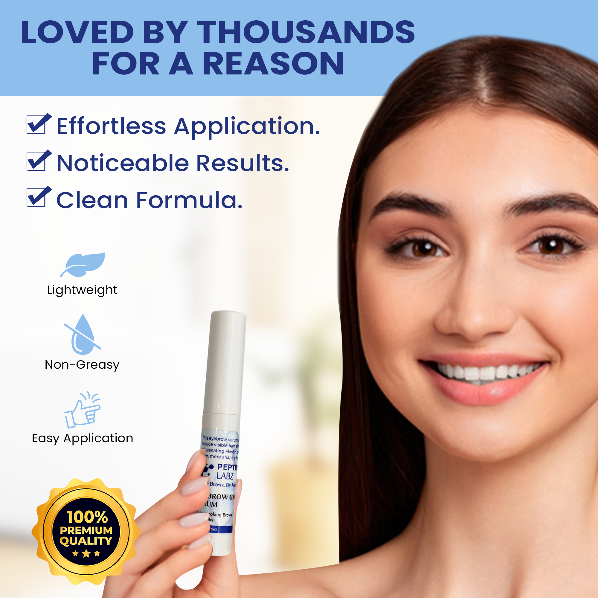 Eyebrow Growth Serum with Myristoyl Pentapeptide-4, Diaminopyrimidine Oxide & Ginger – Peptide Labz